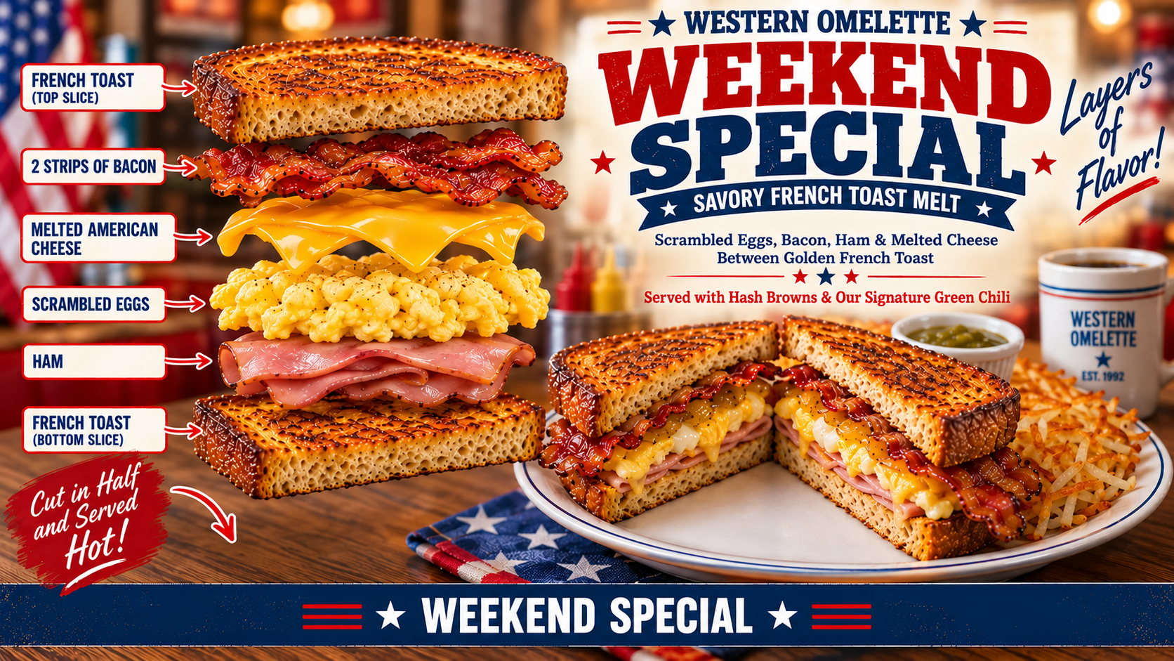 Weekend Special - Savory French Toast Melt - Available Saturday & Sunday