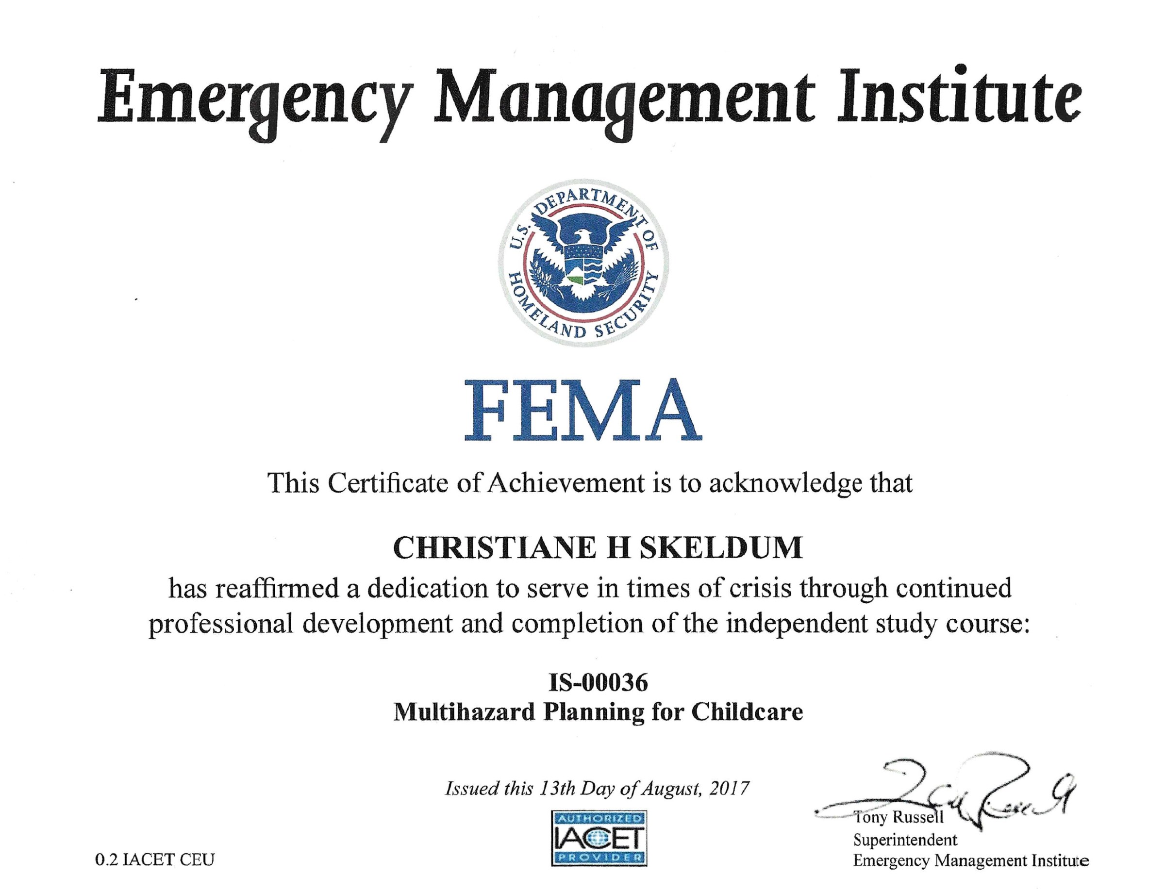 Multihazard Planning for Childcare (IS-36)